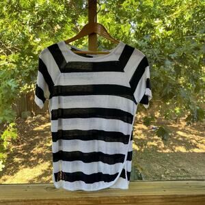 Frame Women's 100% Linen Black And White Striped Top Size XS